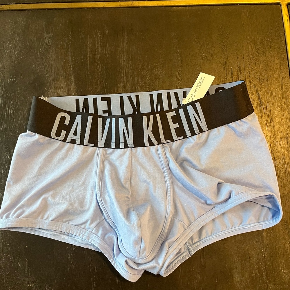 Calvin Klein Sky Blue Trunks with Black Logo Waistband